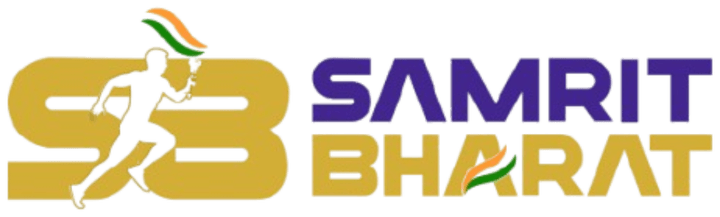 Samrit Bharat: SB monogram with the tricolor torch